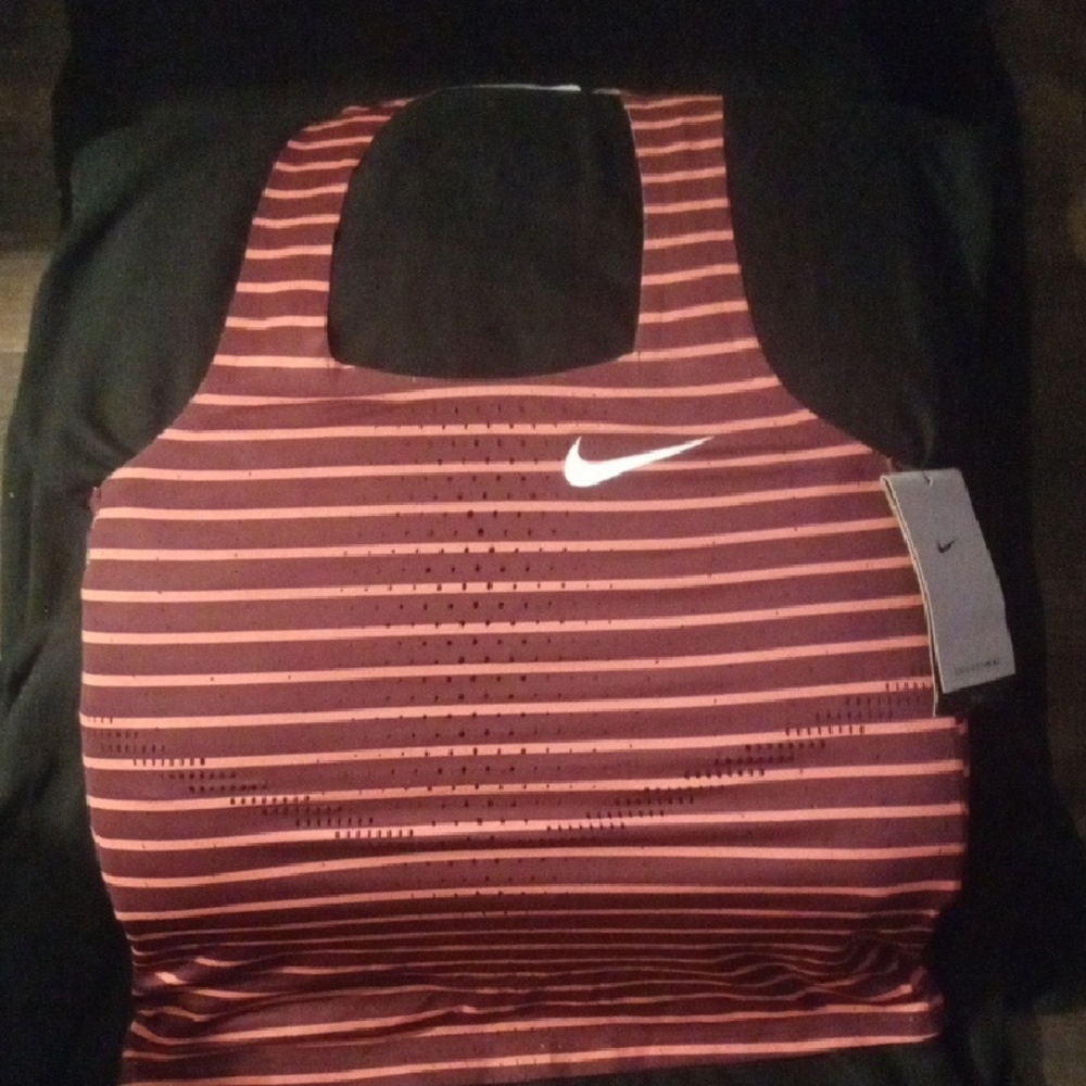 Nike Maroon and Orange Striped Bra
